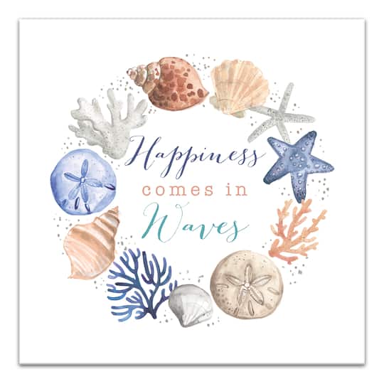 Happiness Comes In Waves Canvas Wall Art